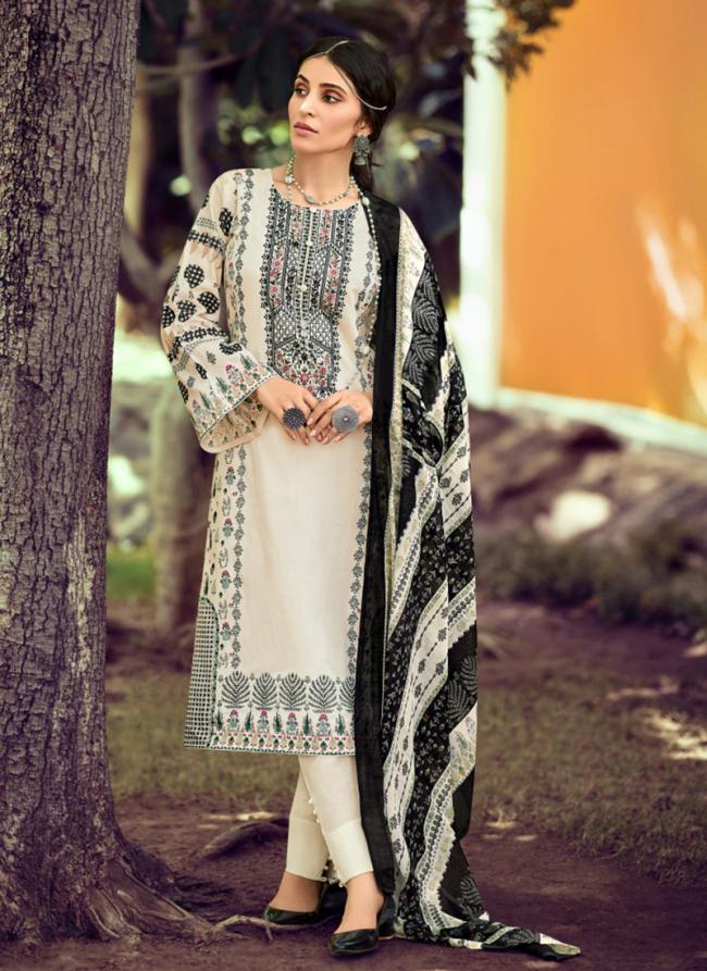 Pure Lawn White Casual Wear Printed Salwar Suit